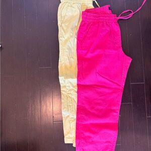2 for 1- Women’s jcrew linen Pink and lime green pants